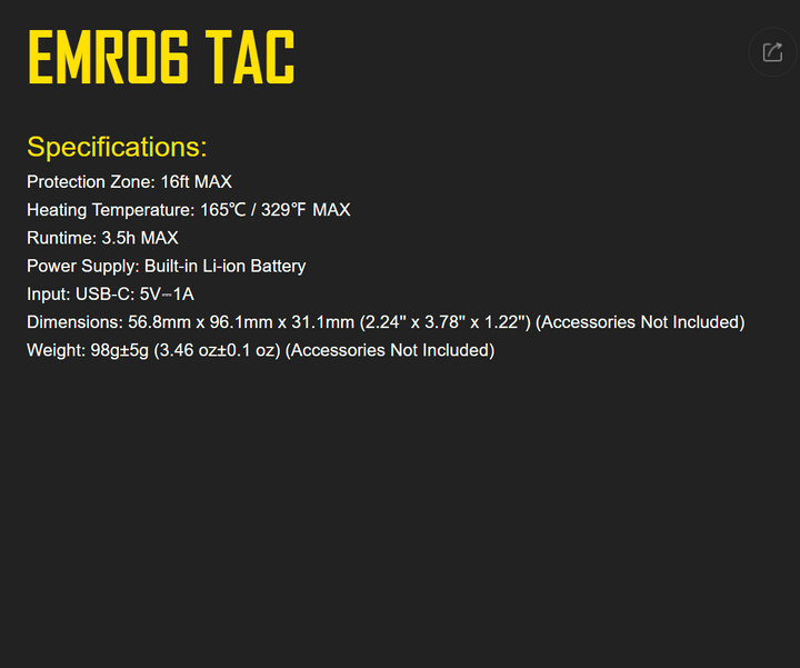 Nitecore EMR06 TAC Portable Electronic Multipurpose Repeller