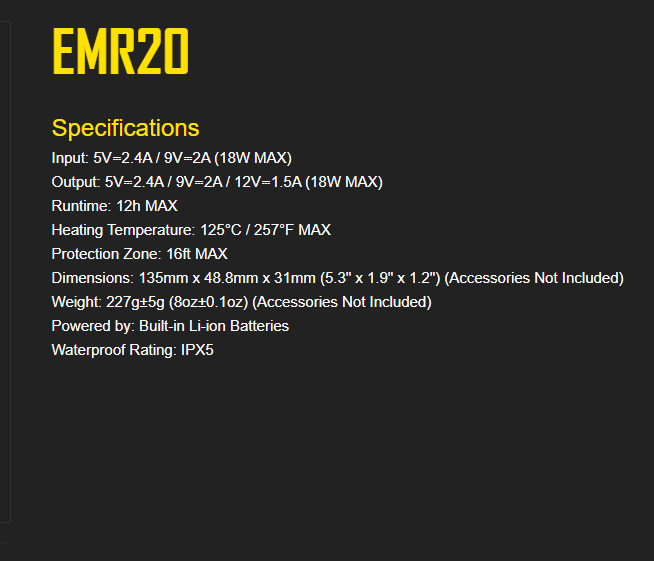 Nitecore EMR20 Portable Electronic Insect Repeller with 12000mAh Battery