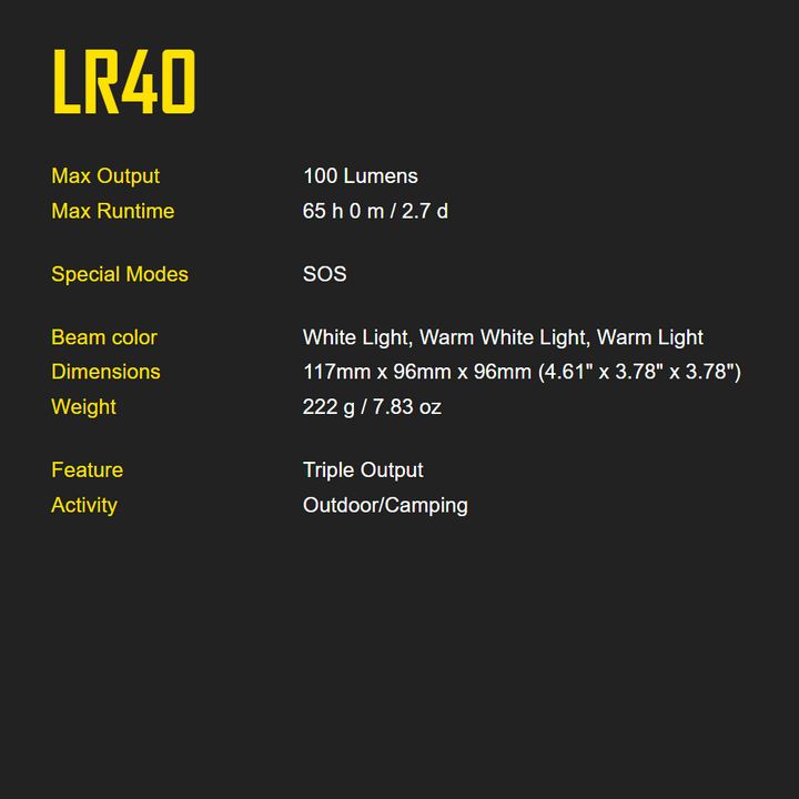 Nitecore LR40 Multifunctional USB-C Rechargeable Camping Lantern