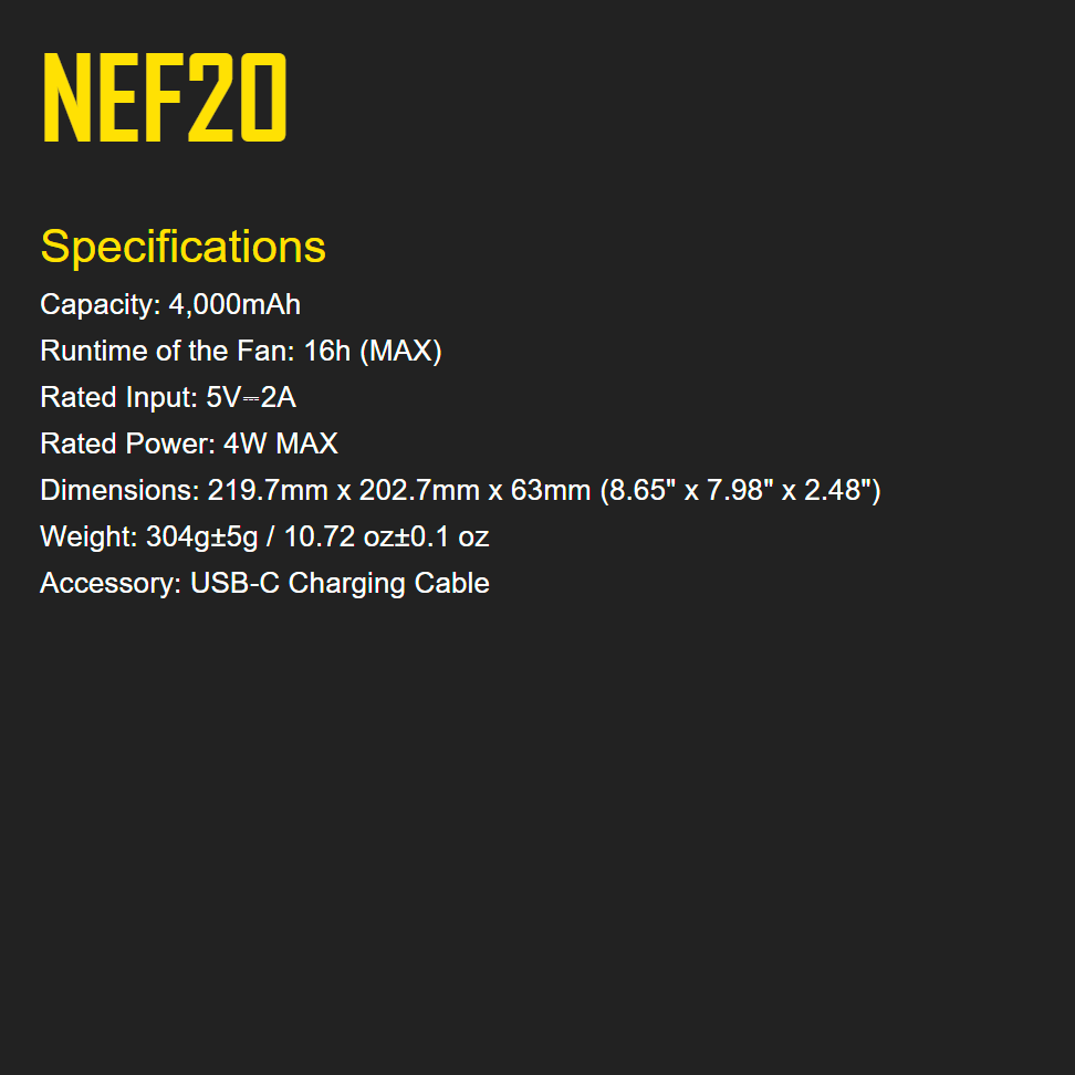 Nitecore NEF20 Portable Neck Fan