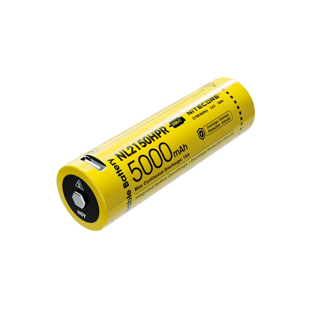 Nitecore NL2150HPR 21700 High Performance Li-ion Battery, USB-C Rechargeable, 3.6V 5000mAh