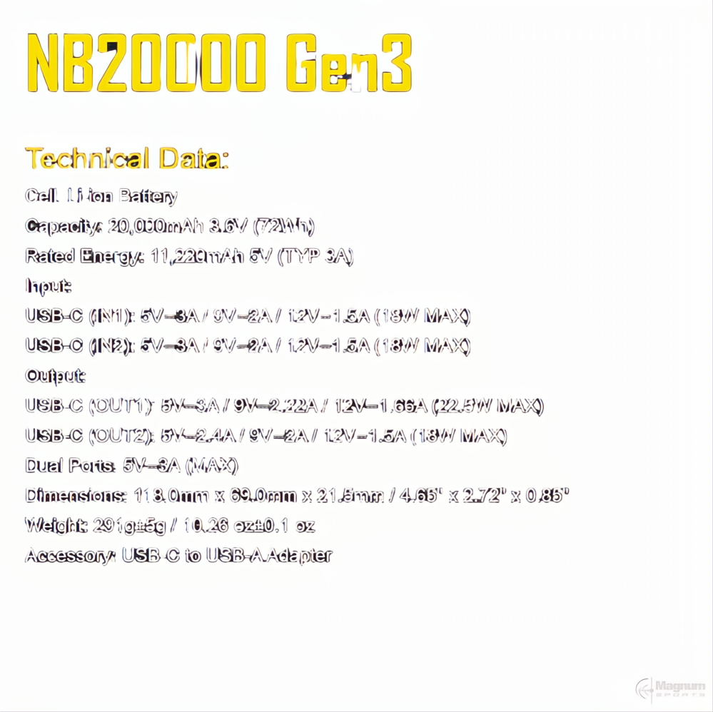 Nitecore Gen 3 Lightweight Carbon Fibre Power Bank, 20,000mAh