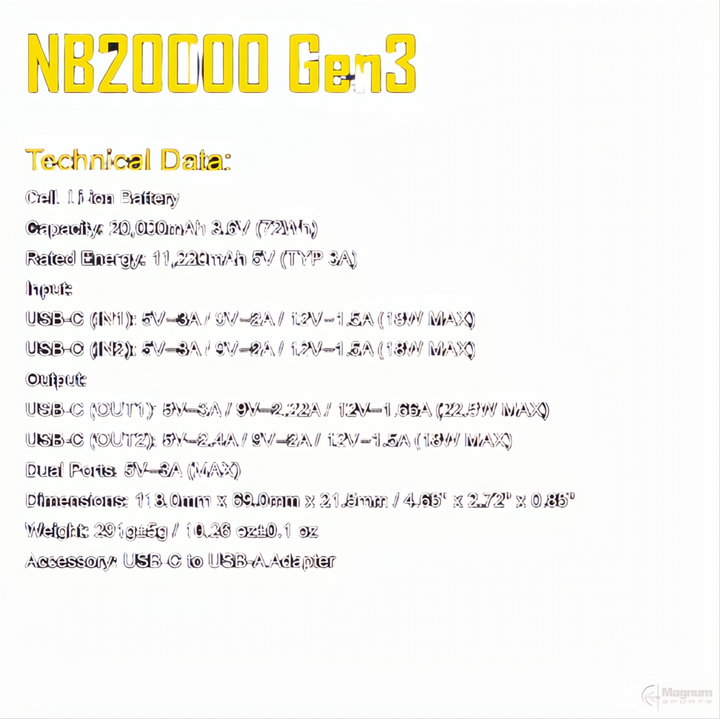 Nitecore Gen 3 Lightweight Carbon Fibre Power Bank, 20,000mAh