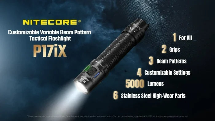 Nitecore P17iX Customizable Variable Beam Pattern Tactical Flashlight