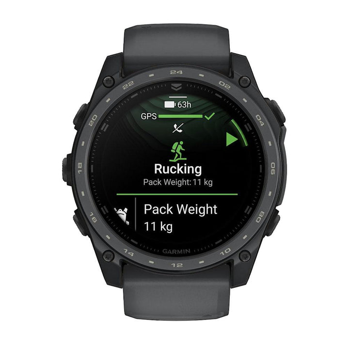 Garmin tactix 8 Cerakote 51mm AMOLED Sapphire Slate Grey Titanium Slate Grey Black Silicone Band view 2